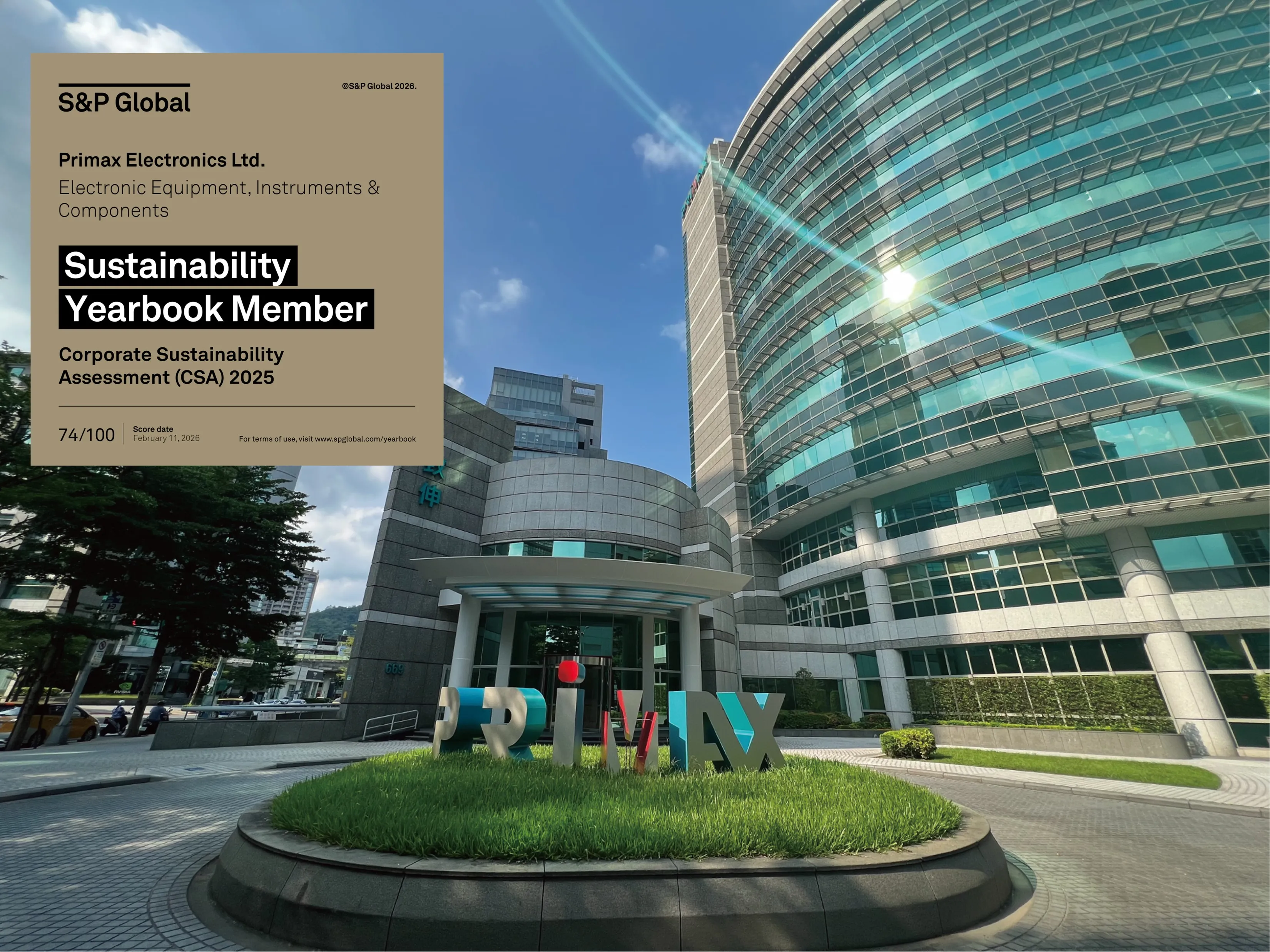 Primax Recognized for the Third Consecutive Year in the S&P Global Sustainability Yearbook